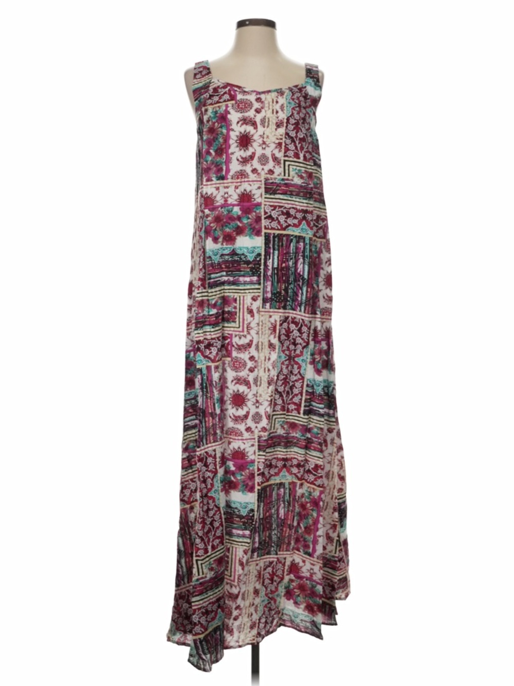 NWT: Easel Colorful Boho Mixed Patchwork Relaxed Fit Flowy Maxi Dress• Small